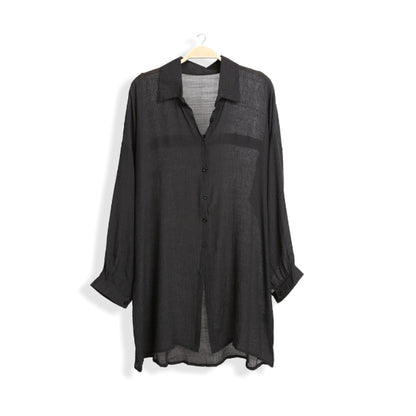 Oversized Button Up Shirt - Black