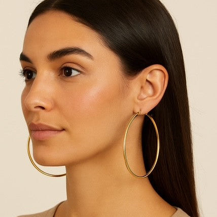 Stainless Steel Thin Hoops, Hypoallergenic, Tarnish Resistant