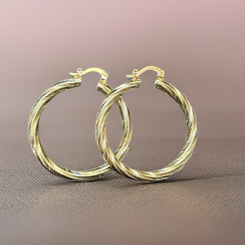 Texture Twist Hoops Gold-Filled