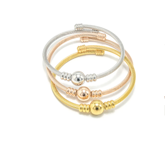 Tri-Color Bead Bangle Set
