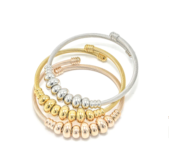 Tri-Color Ball Bangle Set