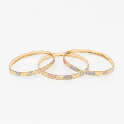 Three Tone Stack Bangle, Gold-Filled and Long Lasting Finish