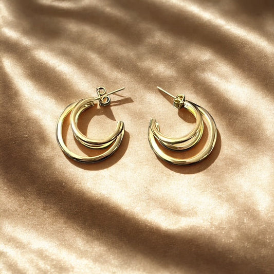 Tri-Circle Post Back Earrings