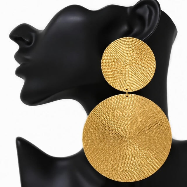 Abstract Disc Earrings Silver