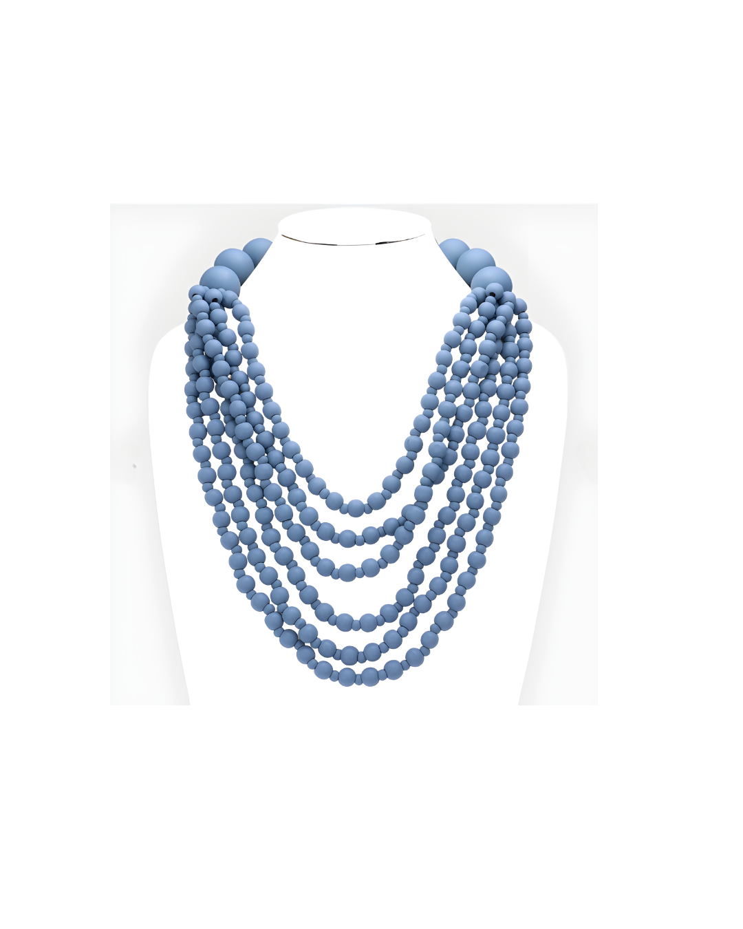 Multi Layer Wood Ball Necklace - Blue