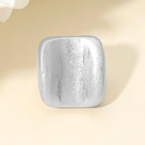 Square Bold Statement Ring Silver