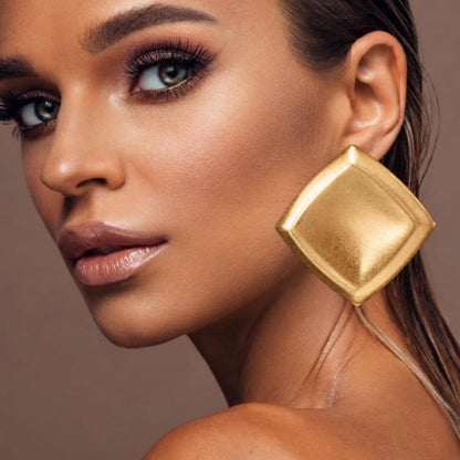 Gold Square Statement Earrings