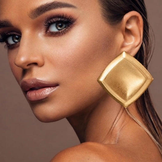 Gold Square Statement Earrings