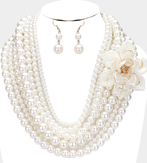 Floral Pearl Strand - Multi Layered