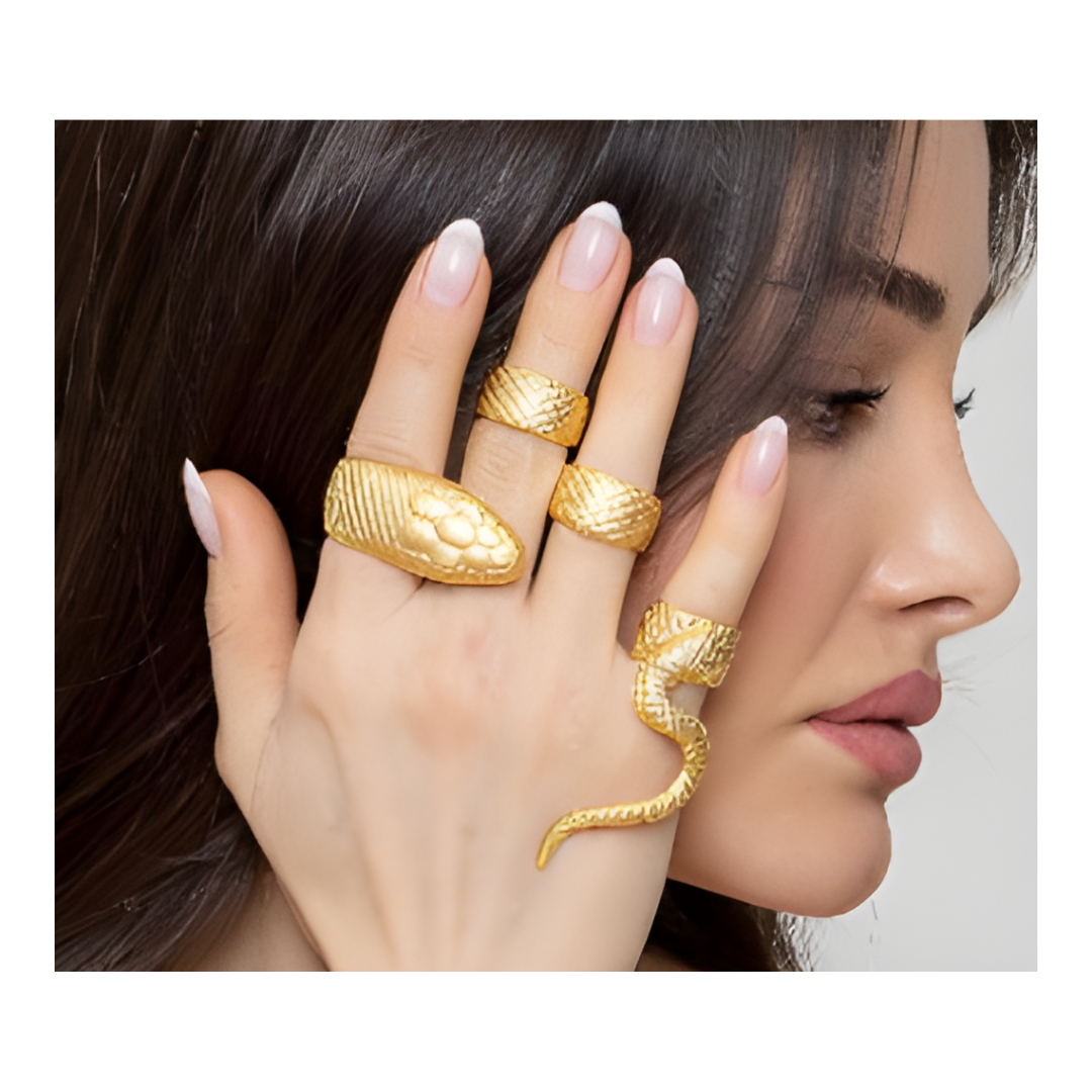 ZeyDor Gold Plated Snake Ring Set