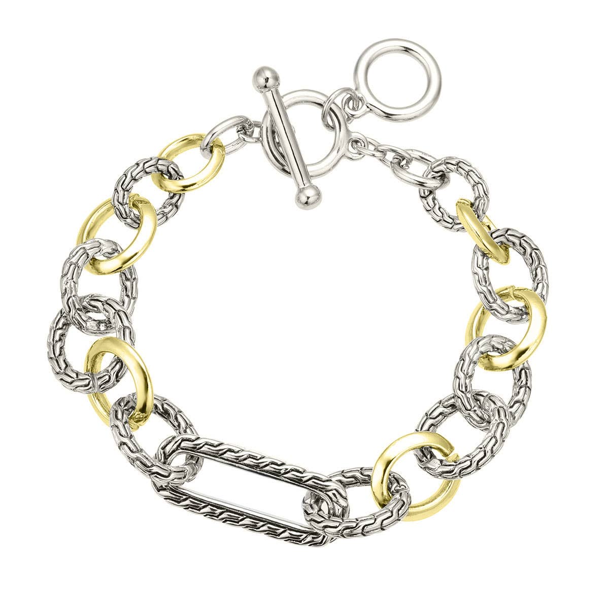 Two Tone Rectangle Link Bracelet