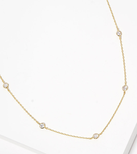 Round Crystal Station Necklace