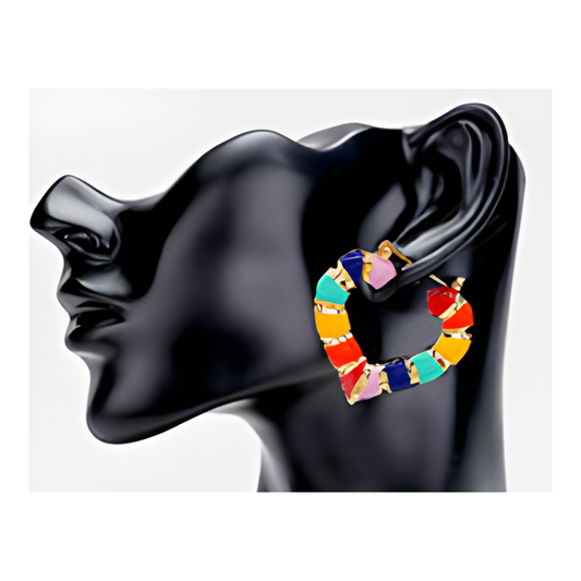 Heart Multi Color Bamboo Earrings