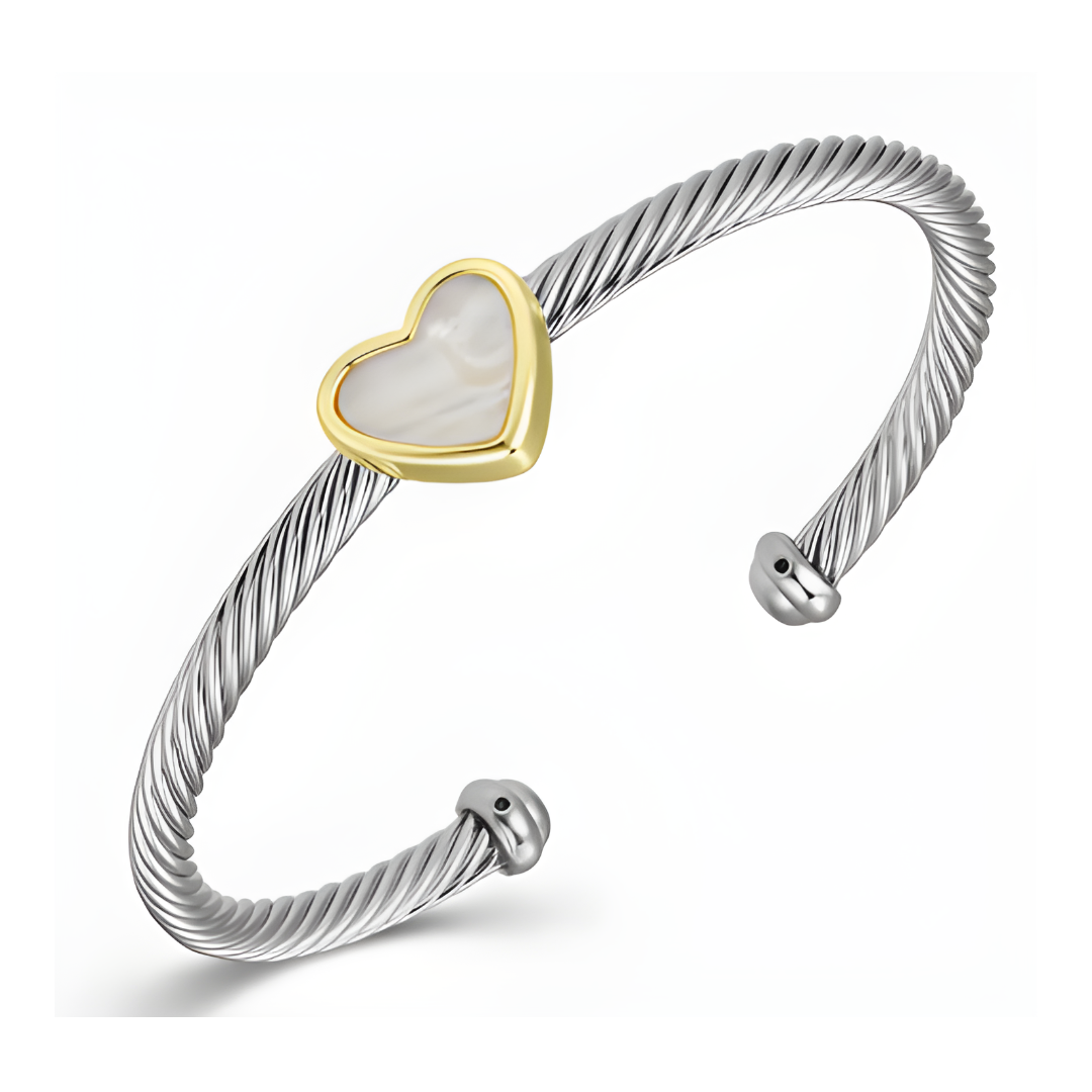 Heart Cable Bracelet - Two Tone