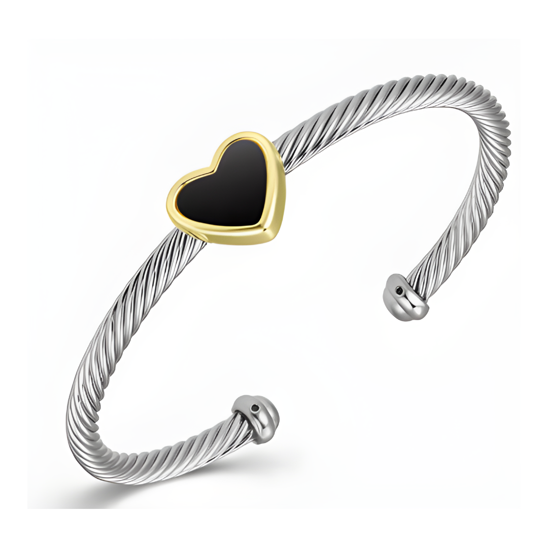 Heart Cable Bracelet - Two Tone