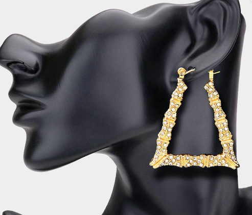 Pave Trapezoid Bamboo Earrings