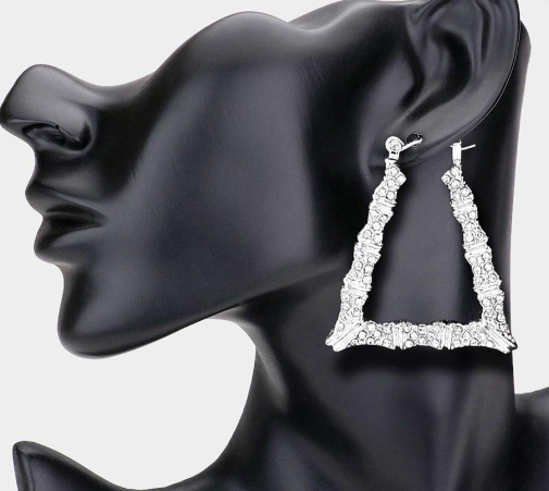 Pave Trapezoid Bamboo Earrings